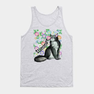 A black and white cat for Summer Tank Top